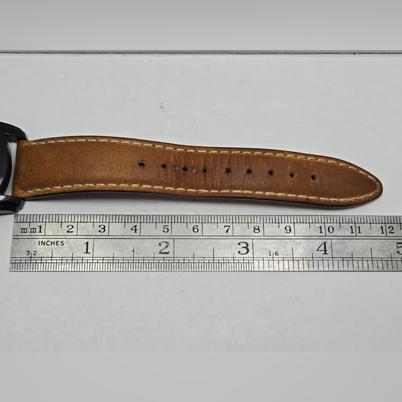 Mens Timex Highland Street 39mm Black Date Watch Indiglo Tan Leather New Battery - Picture 7 of 12